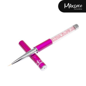 Pincel Liner Profesional 9mm Mango Fucsia con Cristales Y Tapa