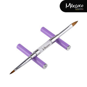 Pincel De Práctica Doble # 02 y # 10 Morado Con Tapas y Cristales