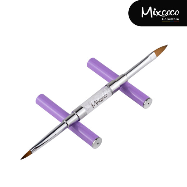 Pincel De Práctica Doble # 02 y # 10 Morado Con Tapas y Cristales